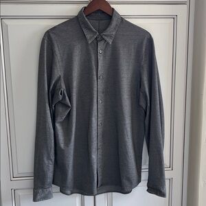 Lululemon Gray Pique Commission Stretch Long Sleeve Button Shirt Men’s Size XL